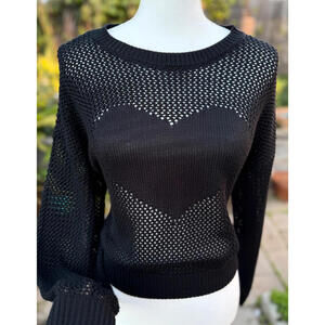 No Boundaries Black Heart Knit Sweater Size L 12/14